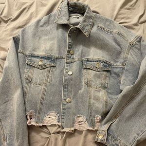 Love tree denim cropped sweater.